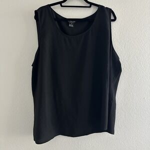 Citron Santa Monica Tank Top Womens 3X Black 100% Crinkle Silk Sleeveless